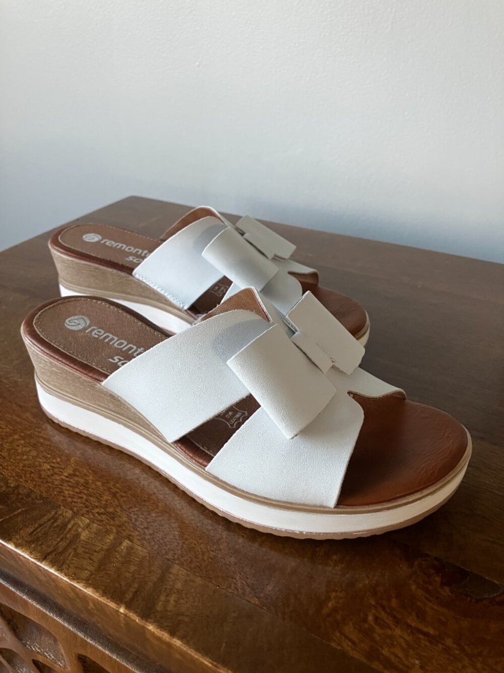 Rieker White Wedge Sandals Womens Size 36